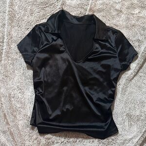 Elegant Black Satin Women's Top